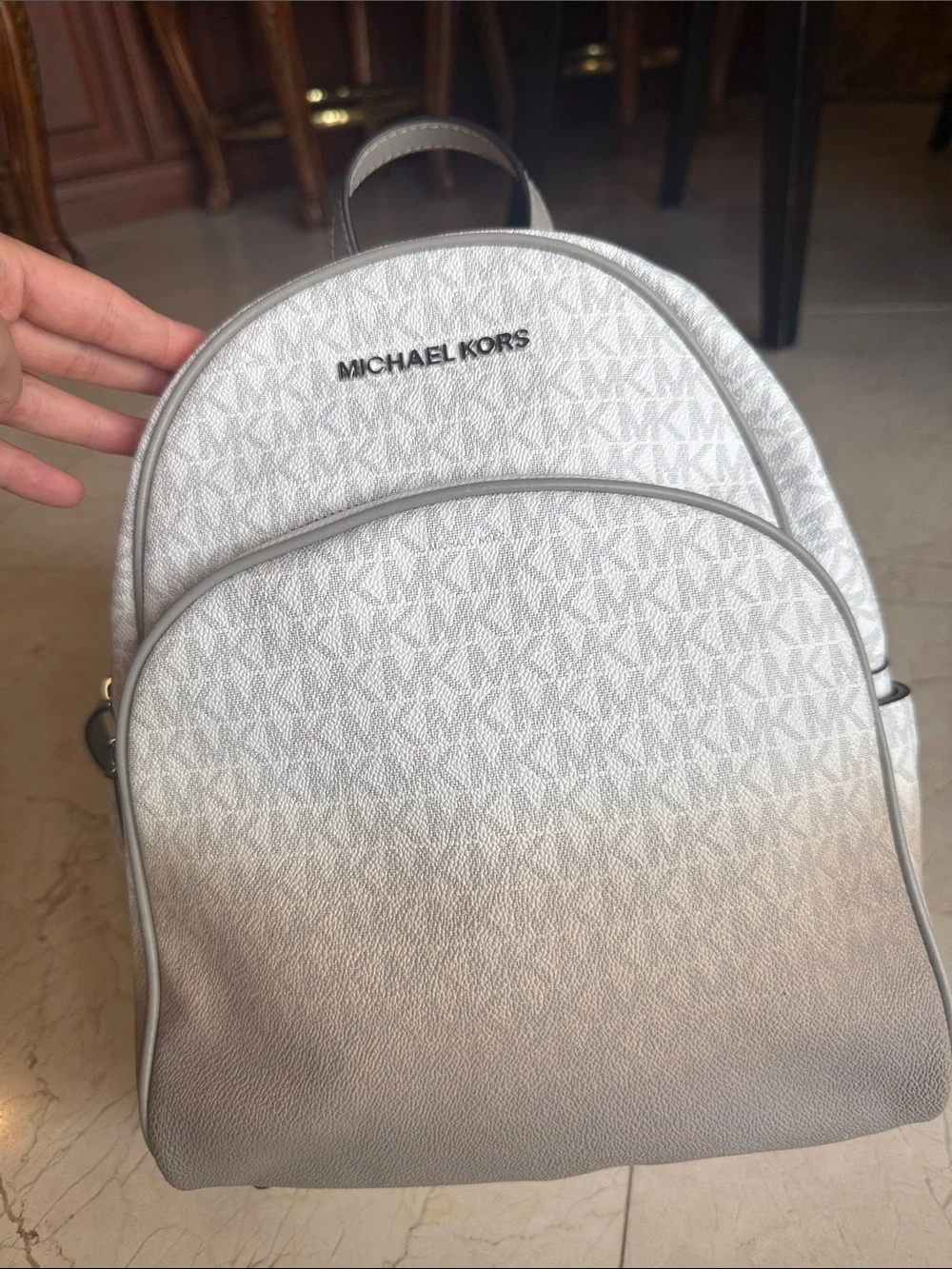 MICHAEL KORS White Logo Mini Backpack with Silver Hardware LIKE NEW